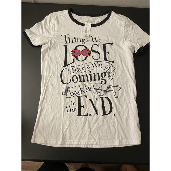 NWT Harry Potter T Shirt L Women White Black I Solemnly Swear Graphic Boxlunch - Picture 1 of 5